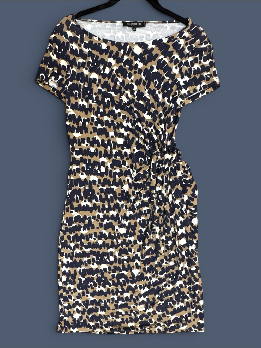 Lafayette 148 New York Animal Print Ruched Sheath Dress Size M